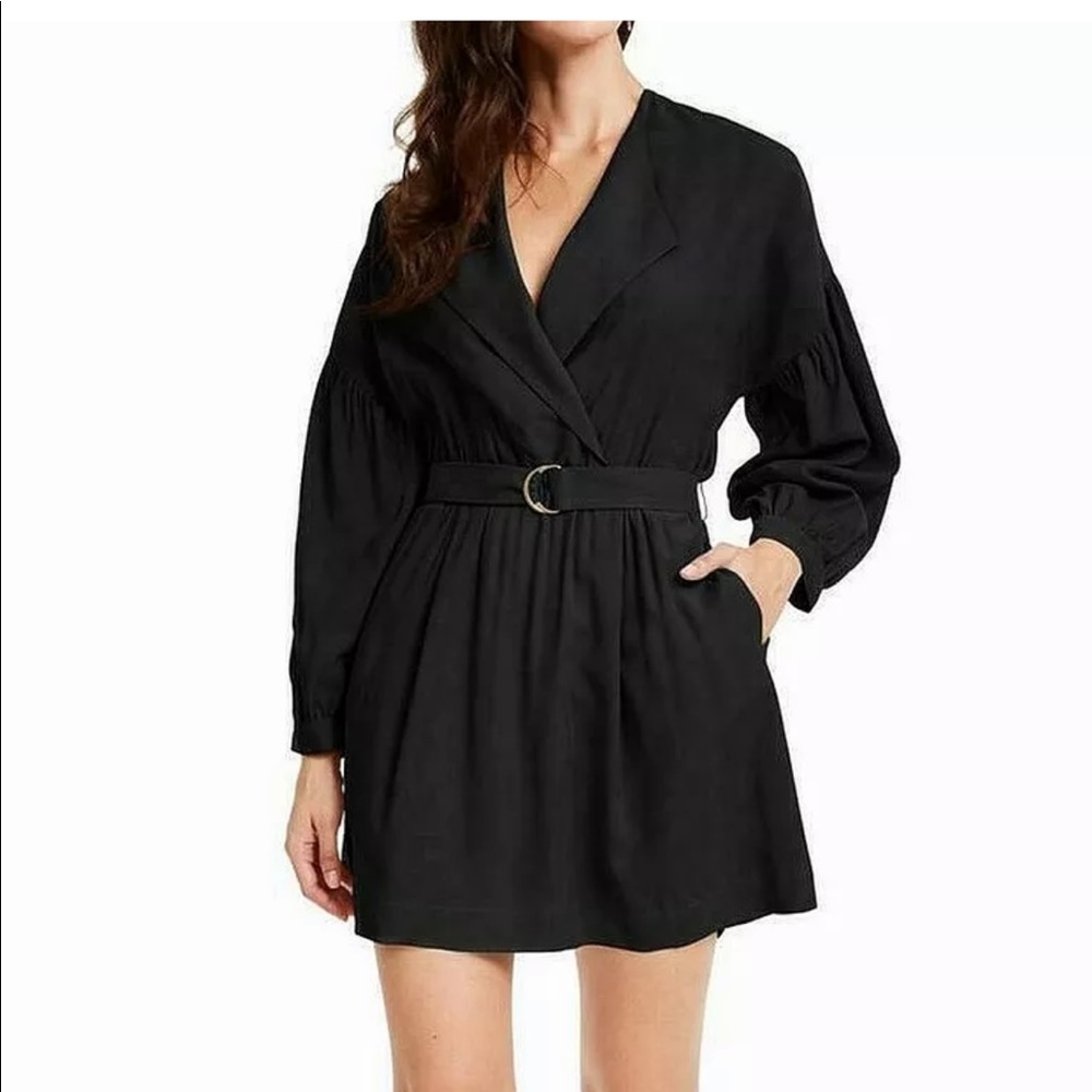 Leyden black belted utility Shirt- dress